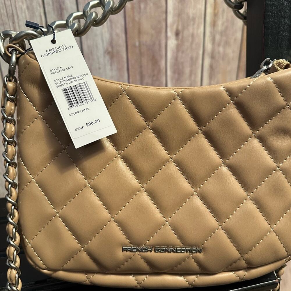 French Connection Tan Quilted Women's Bag NWT